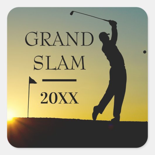 Golfer op Sunset Custom Golf Event Vierkante Sticker (Voorkant)