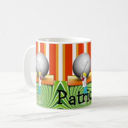 Golfer Orange Stripe Golf Balls Mug (Devant gauche)