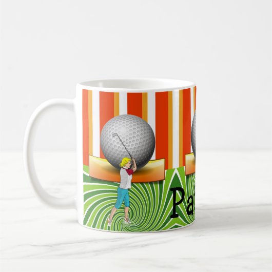 Golfer Orange Stripe Golf Balls Mug (Gauche)