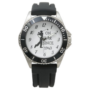 Golfer Par 80th Verjaardag Zwart Golf Elegant Papa Horloge