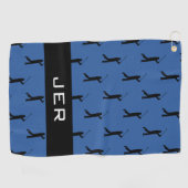 Golfer Pattern Gepersonaliseerd Monogrammed Blauw Golfhanddoek (Horizontaal)
