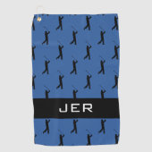 Golfer Pattern Gepersonaliseerd Monogrammed Blauw Golfhanddoek (Voorkant)