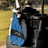 Golfer Pattern Gepersonaliseerd Monogrammed Blauw Golfhanddoek