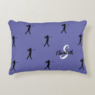 Golfer Pattern Monogrammed Golf Sports Periwinkle Accent Kussen