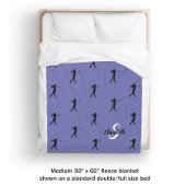 Golfer Pattern Monogrammed Periwinkle Blue Fleece Deken
