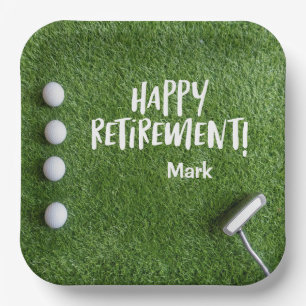Golfer Pensioenfeest met golfballen op groen Papieren Bordje