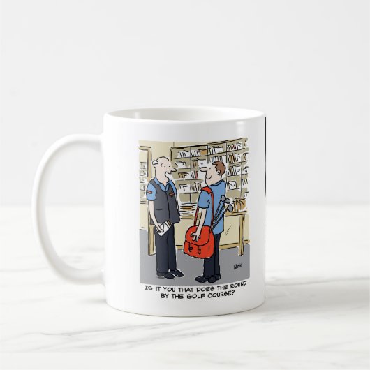 Golfer Postman Loves Golf Cartoon Koffiemok (Links)