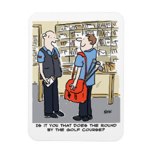 Golfer Postman Loves Golf Cartoon Magneet
