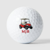 Golfer Red Cart Personalized 3 Initial Monogram Golfballen (Voorkant)
