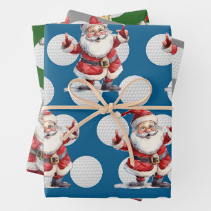 Golfer Santa Claus golf Vrolijk kerstfeest Inpakpapier Vel