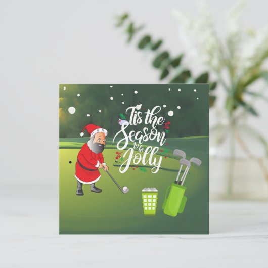 Golfer Santa Claus golfbal met kerstmis (Staand voorkant)