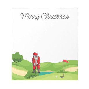 Golfer Santa Claus Merry kerst op golfbaan Notitieblok