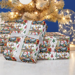 Golfer Santa Claus op Golf Cart Kerstthema Cadeaupapier