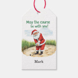 Golfer Santa op groen voor Kerstmis Cadeaulabel