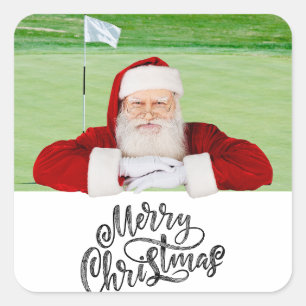 Golfer Santa op groen voor Kerstmis Vierkante Sticker