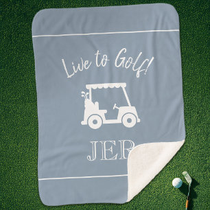 Golfer Schattig Golfkarretje Monogram Initiaal Sto Sherpa Deken