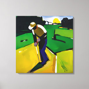 Golfer schilderij - stretched canvas kunst print