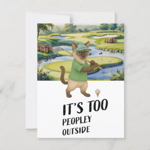 Golfer Siamese kat is aan het golfen op de golfbaa Briefkaart