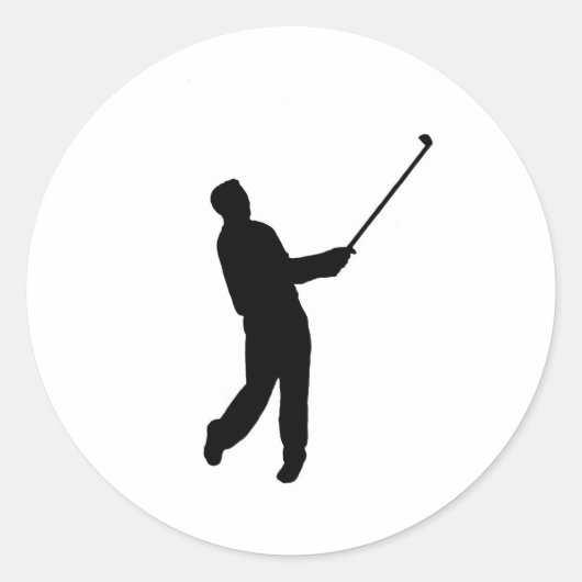 Golfer silhouet ronde sticker (Voorkant)