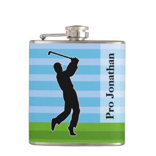 Golfer Silhouette "Add Jouw naam" Heupfles