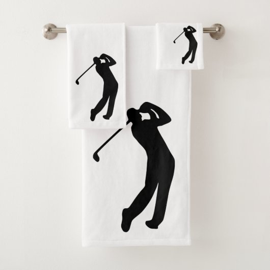 Golfer Silhouette Black White Bad Handdoek (Insitu)
