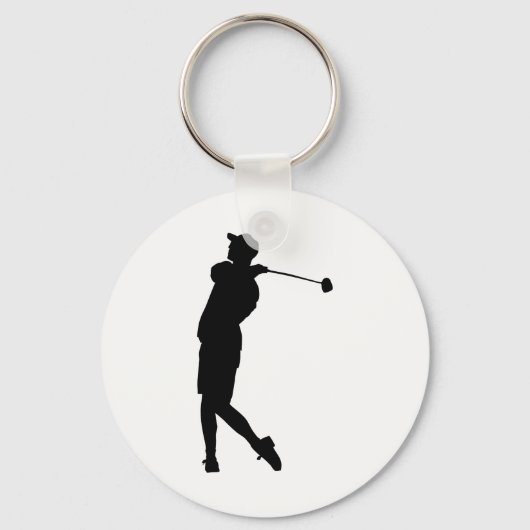 Golfer Silhouette Sleutelhanger (Voorkant)