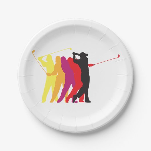 Golfer Silhouetten Papieren Bordje (Voorkant)
