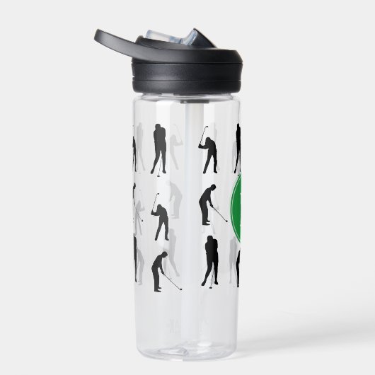 Golfer Silhouettes Pattern Monogram Waterfles (Rechts)