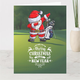 Golfer Sinterklaas Dabbing op Cursus Kerstmis Kaart