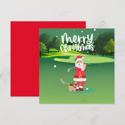 Golfer Sinterklaas golfen op groen met Kerstmis (Voorkant / Achterkant)