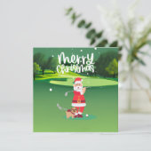 Golfer Sinterklaas golfen op groen met Kerstmis (Staand voorkant)