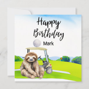 Golfer Sloth golft op groene verjaardagskaart Kaart