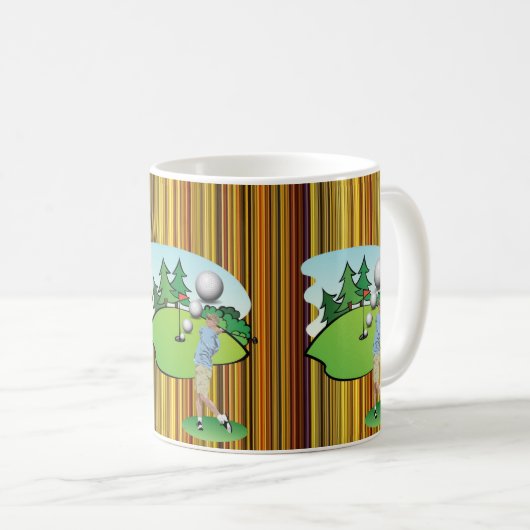 Golfer Stripe Golf Balls Mug (Devant droit)