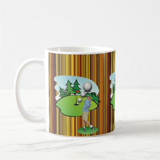 Golfer Stripe Golf Balls Mug (Gauche)