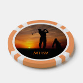 Golfer Sunset aangepaste monogram poker chips (Enkel)