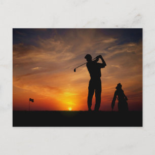 Golfer Sunset briefkaart