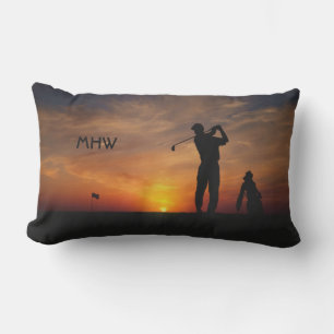 Golfer Sunset custom monogram gooi kussens