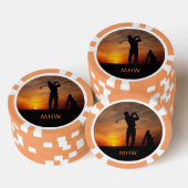 Golfer Sunset jetons de poker monogramme personnal (Empiler)