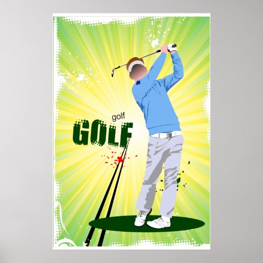 Golfer Swinging Golf Club Poster (Voorkant)