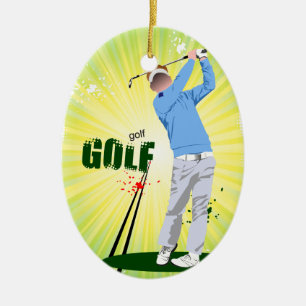 Golfer Swinging Golf Club Yellow Green Ornament