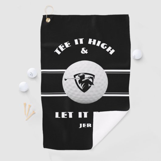 Golfer T-shirt Het High Monogramed Sportspeler Bla Golfhanddoek (Insitu)