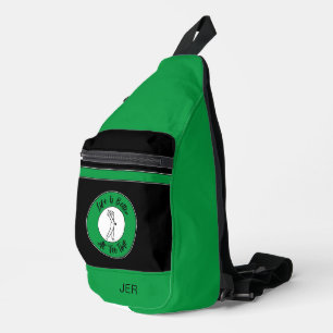 Golfer Tee Golf Sport Grappig Monogram Zwart Groen Sling Bag