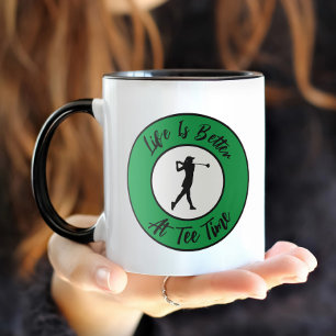 Golfer Tee Tijd Sport Humor Grappige Spelling Zwar Mok