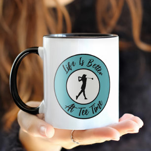 Golfer Tee-tijd Sporthumor Grappige Stunt Teal Zwa Mok