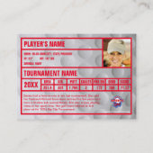 Golfer Trading Kaart | Toernooi Souvenir | Rood Contactkaartje (Achterkant)