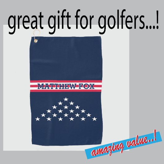 Golfer USA Monogram Fantastic Patriotic Golf Towel Golfhanddoek