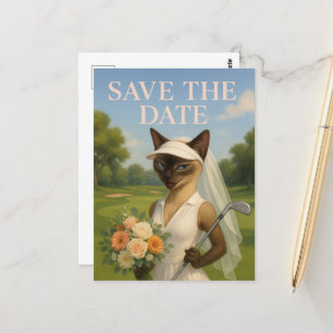 Golfer vrouw Save the Date Bruid Bachelorette  Briefkaart