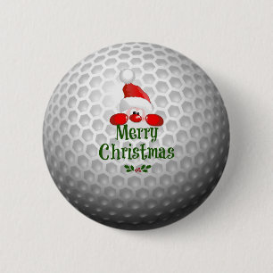 Golferkerstman, prettige kerstdagen ronde button 5,7 cm