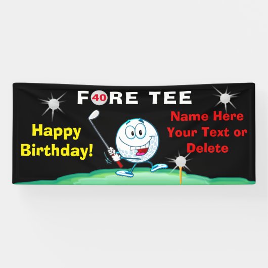 Golfers 40th Birthday Banner Jouw tekst en kleuren (Horizontaal)