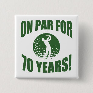 Golfer's 70ste verjaardag vierkante button 5,1 cm